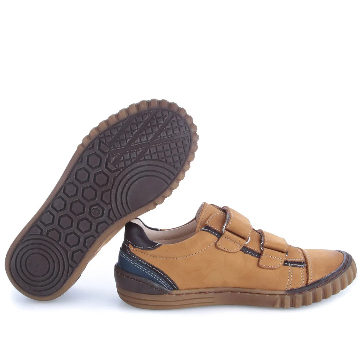 (2066-21/E2071-21) Mustard/blue low Velcro Trainers