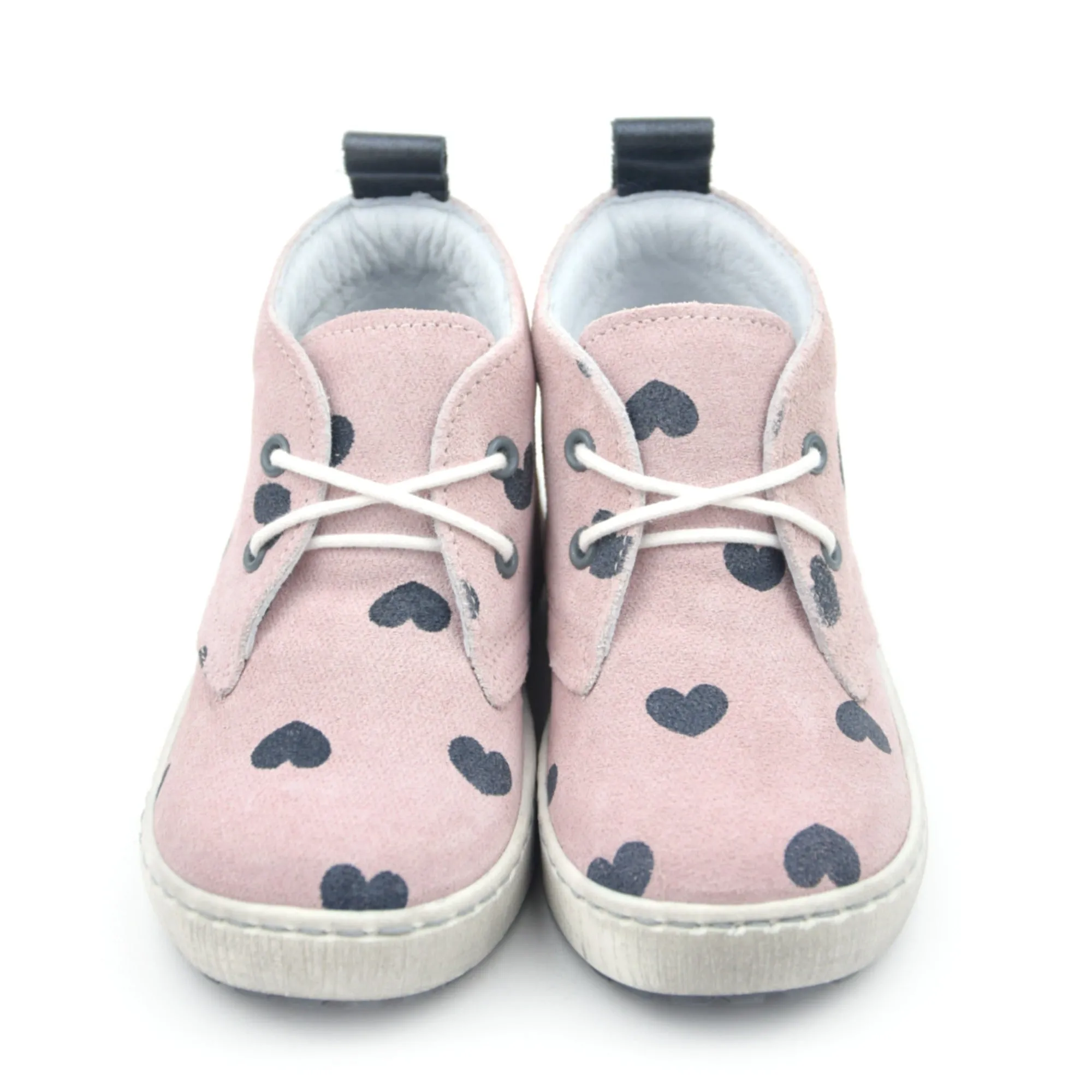 (2150B) Emel Pink Lace Up Trainers hearts