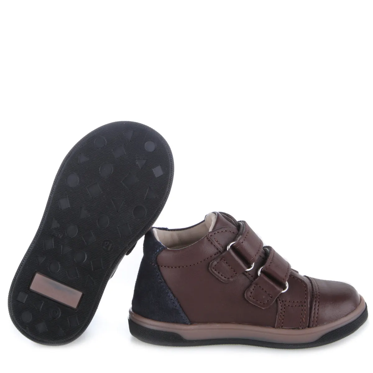 (2675-45) Emel shoes velcro trainers Brown