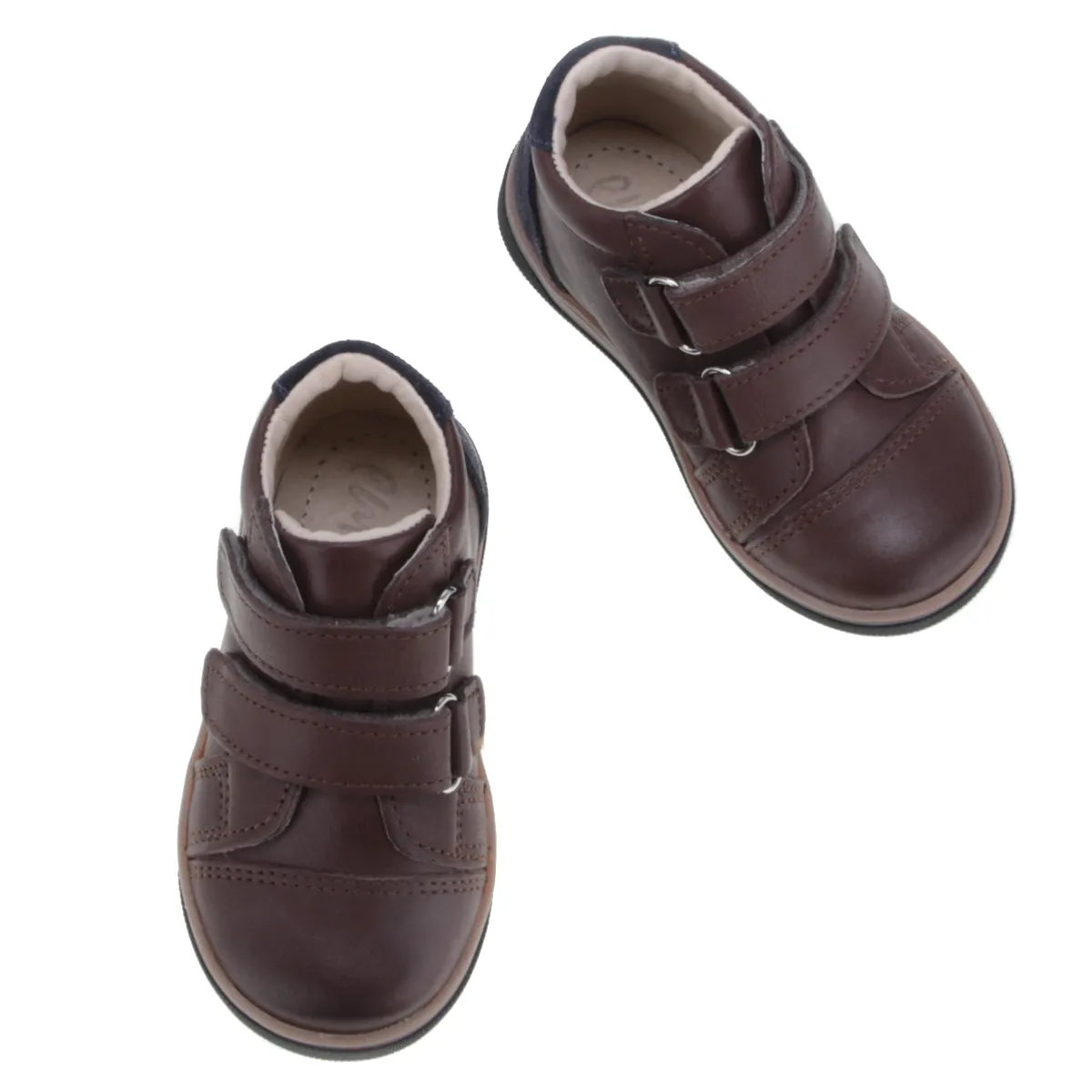 (2675-45) Emel shoes velcro trainers Brown