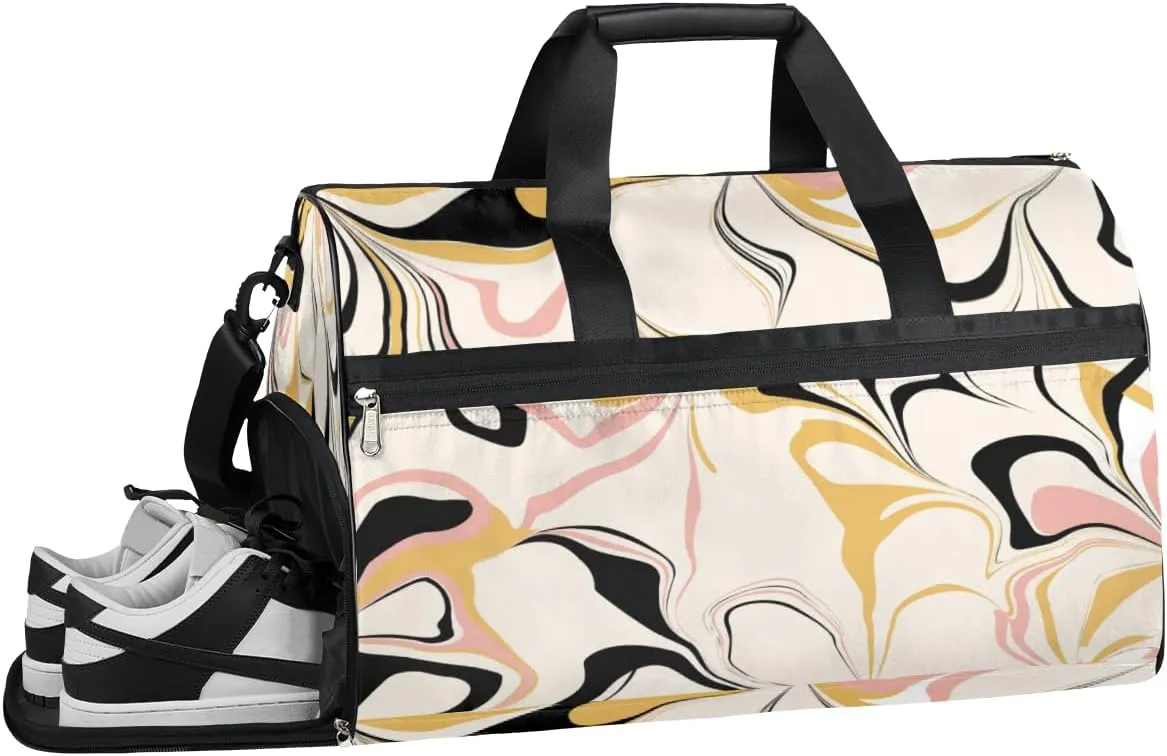 Abstract Flower Sports Gym Bag with Wet Pocket & Shoes Compartment Waterproof Workout Duffel Bag for Women and Men Weekender Overnight Duffle Bag Travel Carry-on Tote