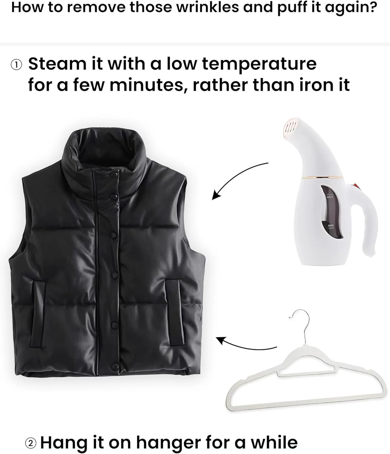 Ailoqing Womens Faux Leather Puffer Vest Zip Up Sleeveless Winter Cropped Jacket