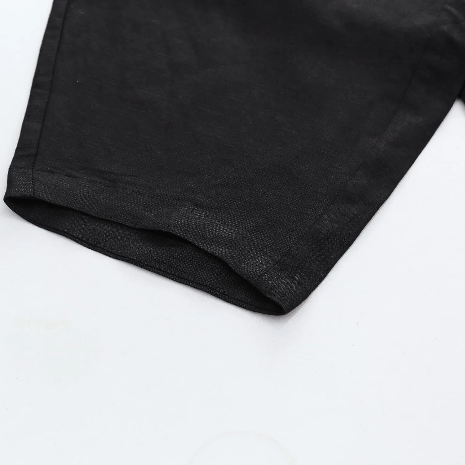 Amazhiyu Womens Pure Linen Casual Elastic Waist Baggy Cropped Pants for Summer
