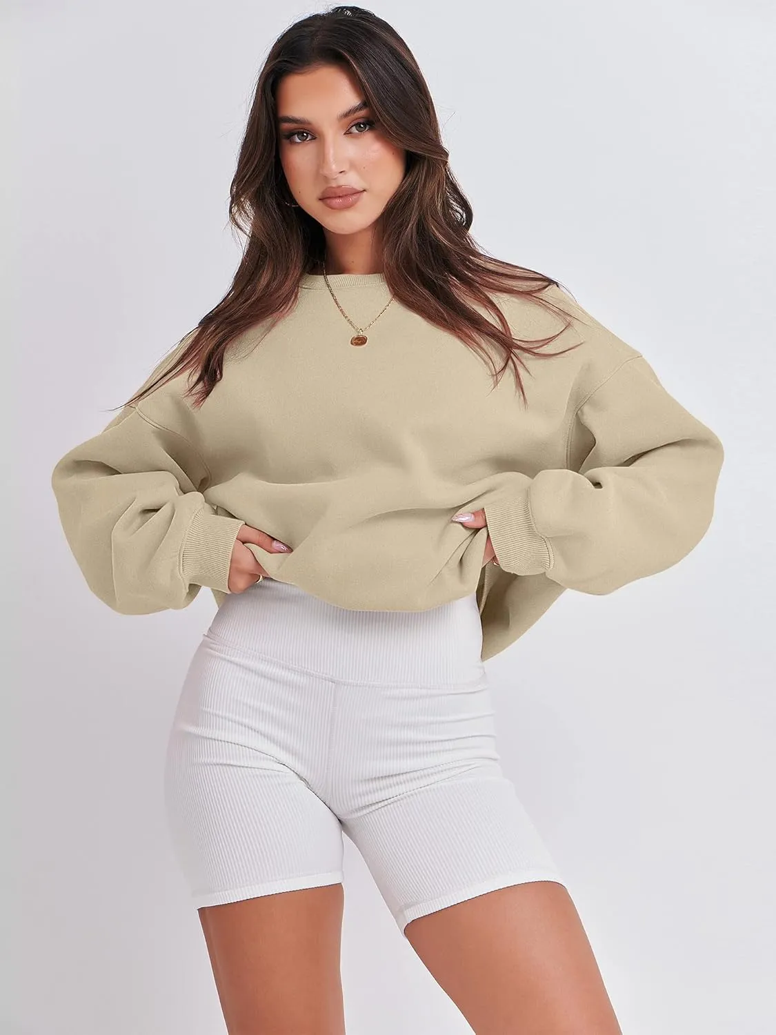 ANRABESS Women's Sweatshirts Crewneck Fleece Oversized Pullover Hoodies Cute Shirts Tops Teen Girls Preppy Clothes 2025