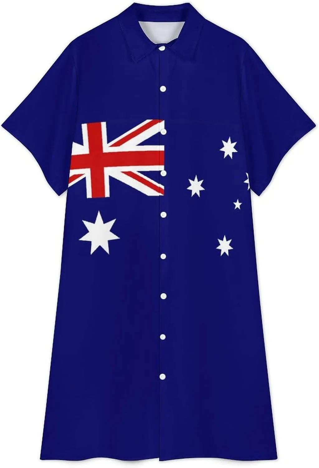 Australian Flag Womens Button Down Shirt Dresses Casual Button Up Short Sleeve Blouse Tops