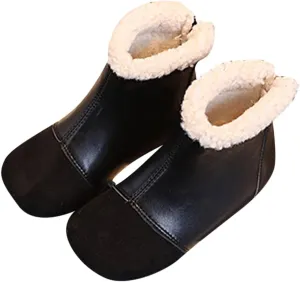 Baby Christmas Boots Fashion Winter Children Boots Boys And Girls Ankle Boots Flat Bottom (Black, 12.5 Little Child)