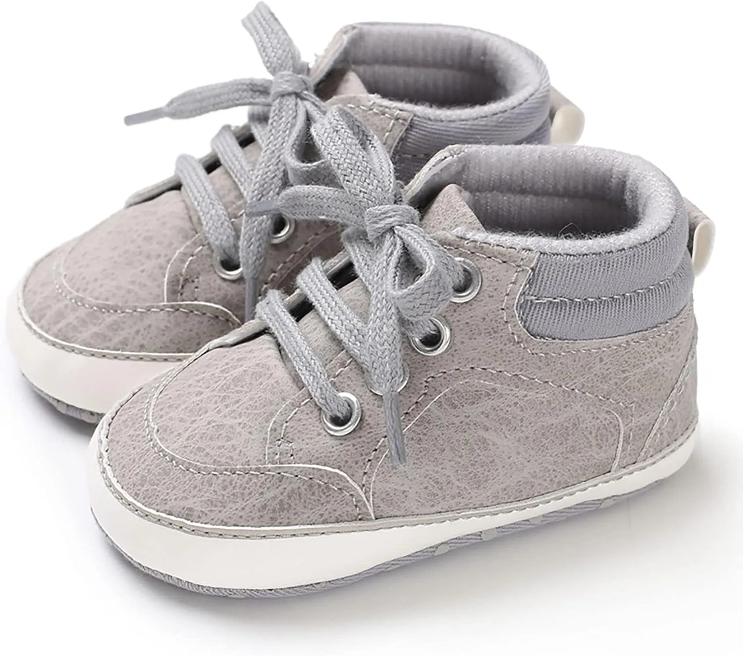 Baby High Top Ankle PU Leather Sneakers Rubber Sole Infant 𝐌occasins Newborn 𝐎xford Loafers Anti-Slip Shoes