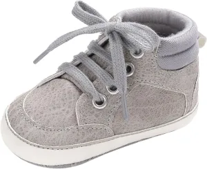 Baby High Top Ankle PU Leather Sneakers Rubber Sole Infant 𝐌occasins Newborn 𝐎xford Loafers Anti-Slip Shoes