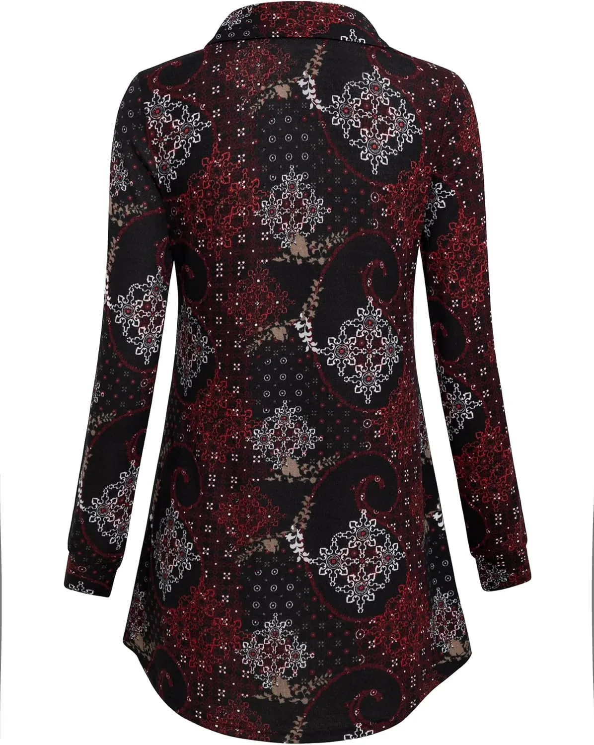 Bebonnie Womens Long Sleeve Casual Lapel V Neck Pullover Tunic Blouse Tops with Buttons