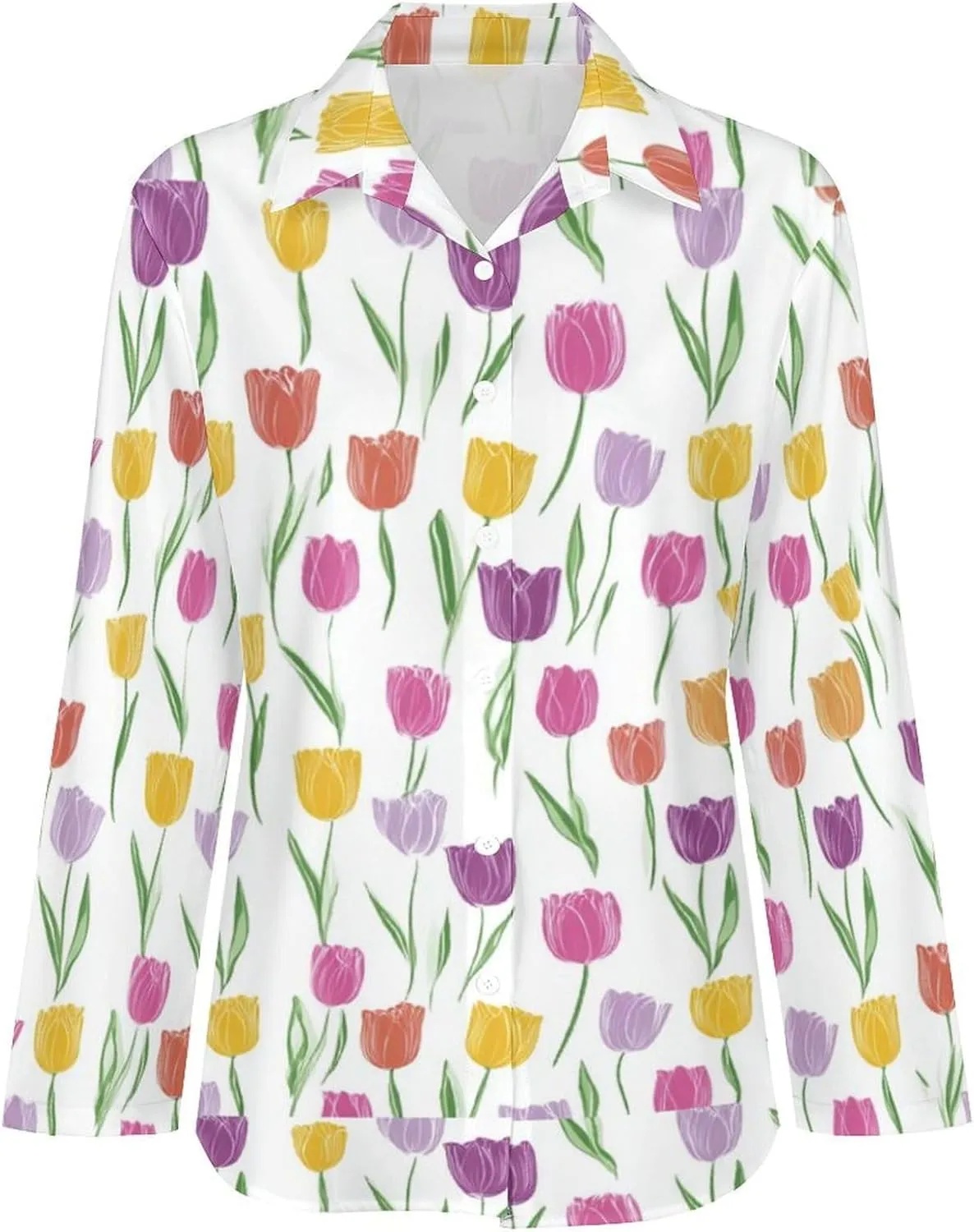 Boho Women's Cotton Linen Floral Printed Blouse Ladies Summer Lapel Collar Long Sleeve Button Down Tunic Tops