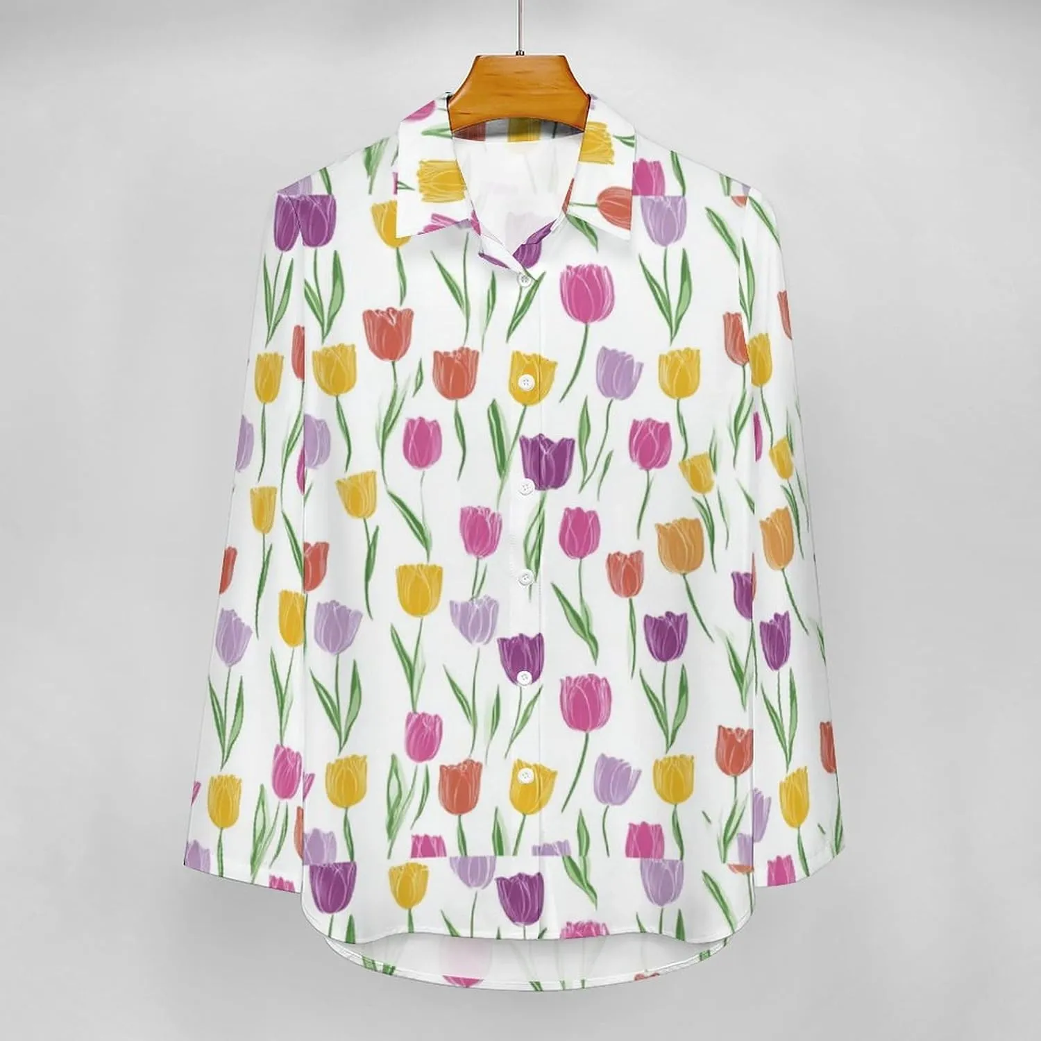Boho Women's Cotton Linen Floral Printed Blouse Ladies Summer Lapel Collar Long Sleeve Button Down Tunic Tops