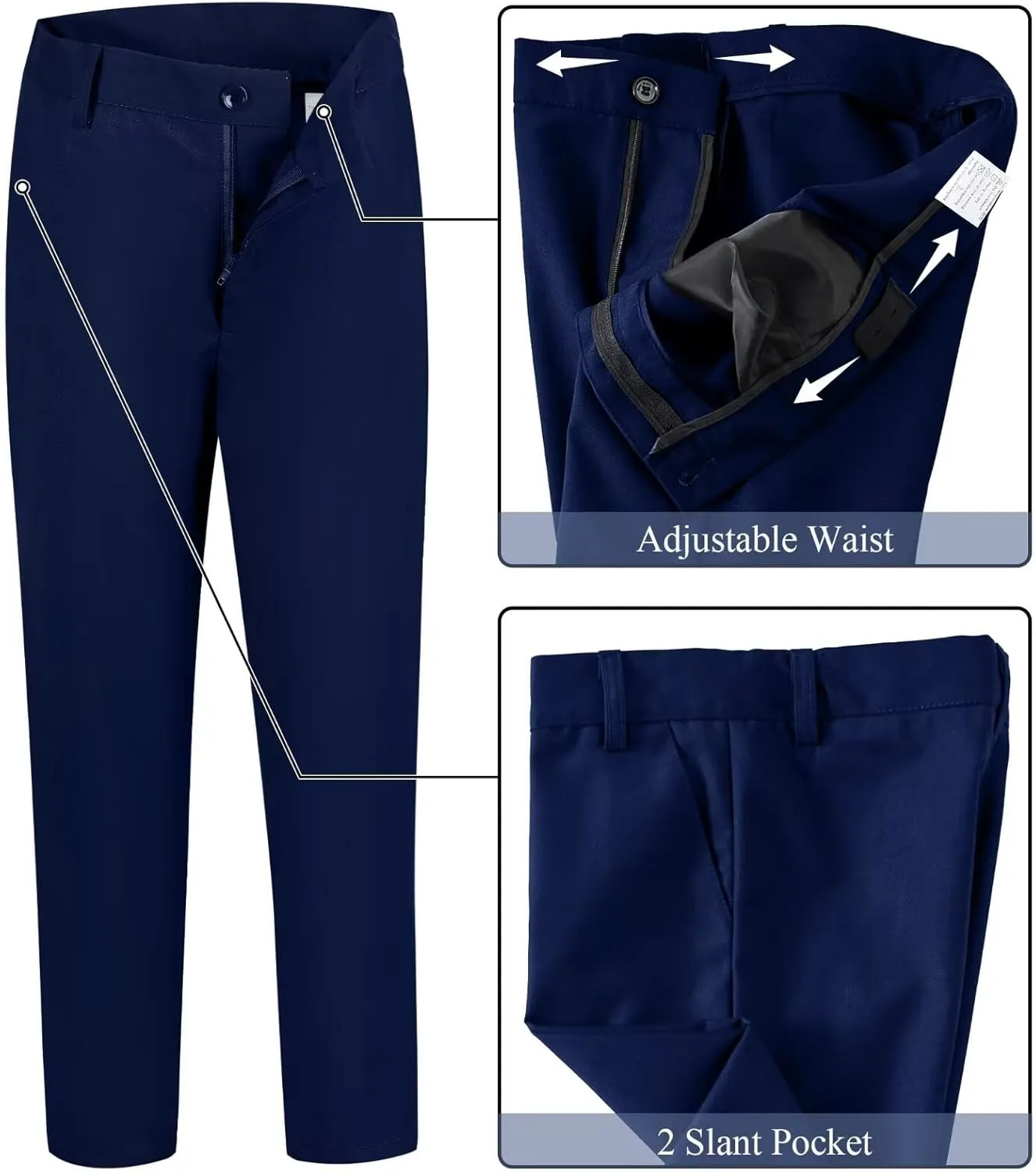 Boy's Suit Formal Slim Fit 5 Pieces Suit Set Blazer Vest Pants with Adjustable Waist Shirt with Tie