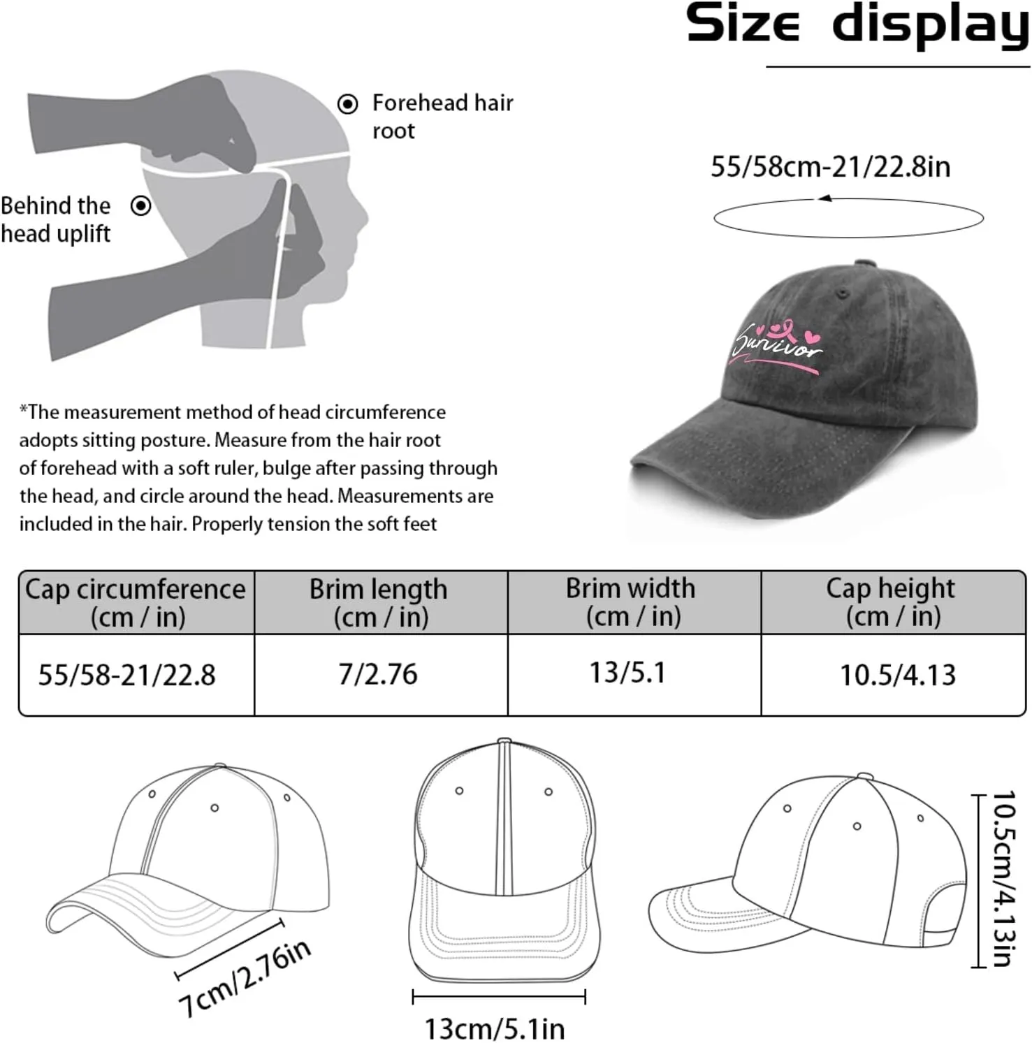 Breast Golf Hat Camp Hat Pigment Black Hiking Hat Women Gifts for Him Golf Hats