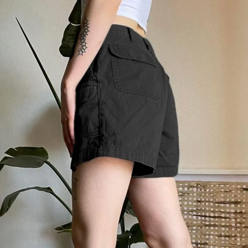 Cargo Shorts for Women Harajuku Y2k Shorts with Pockets High Waisted Jean Shorts Grunge Pants 90s Streetwear