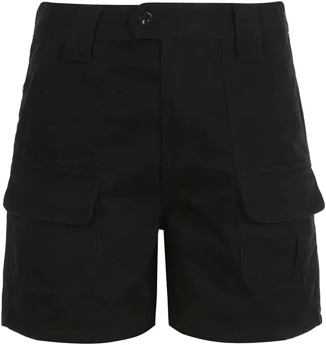 Cargo Shorts for Women Harajuku Y2k Shorts with Pockets High Waisted Jean Shorts Grunge Pants 90s Streetwear