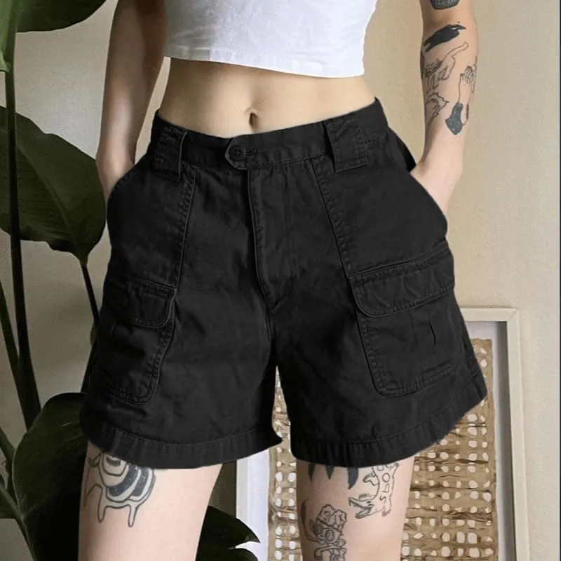 Cargo Shorts for Women Harajuku Y2k Shorts with Pockets High Waisted Jean Shorts Grunge Pants 90s Streetwear