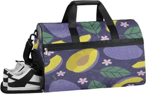 Cartoon Leaf Sports Gym Bag with Wet Pocket & Shoes Compartment Waterproof Workout Duffel Bag for Women and Men Weekender Overnight Duffle Bag Travel Carry-on Tote
