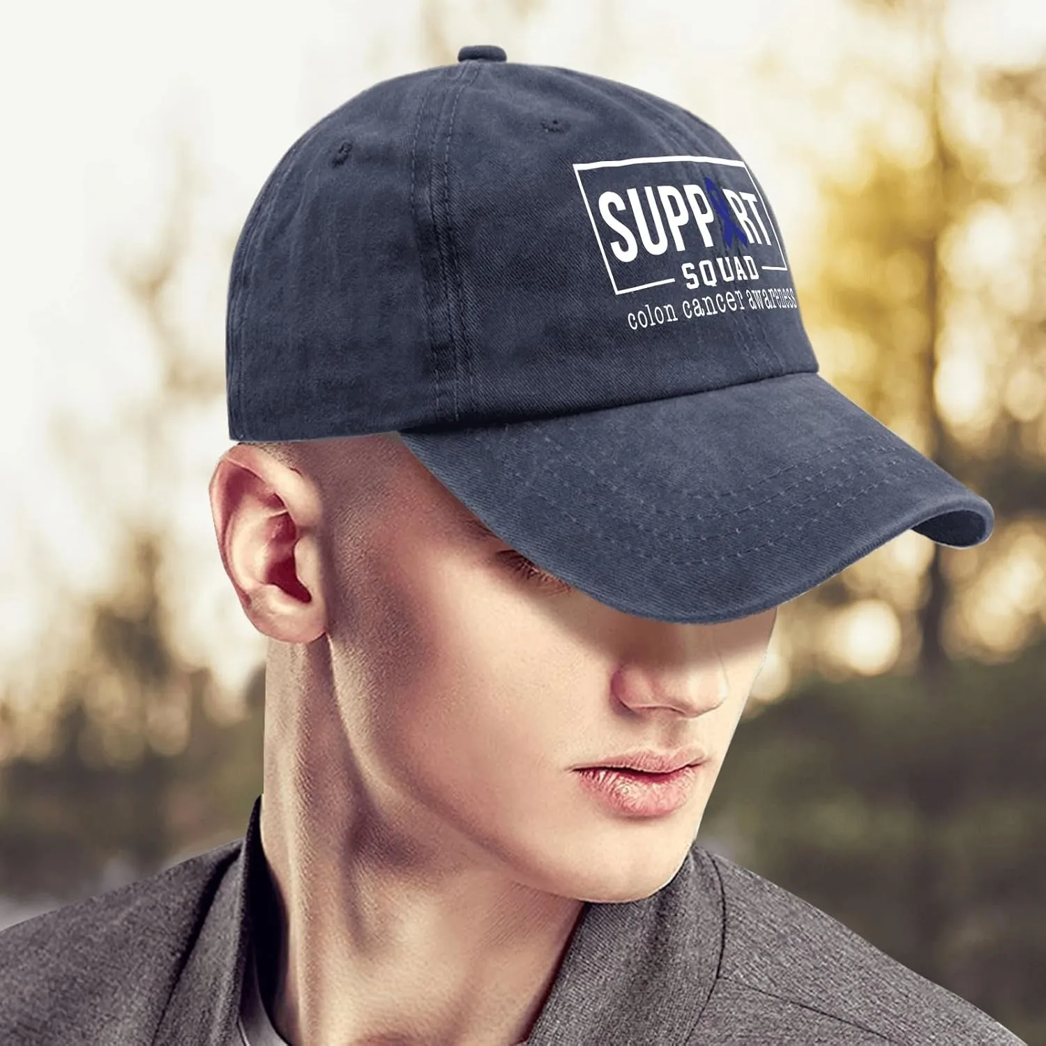 Colon Cancer Awareness Supporters Colorectal Cancer Mens Baseball Cap Low Profile Caps for Womens Pickleballb Hat Trendy
