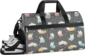 Colorful Bunnies Sports Gym Bag with Wet Pocket & Shoes Compartment Waterproof Workout Duffel Bag for Women and Men Weekender Overnight Duffle Bag Travel Carry-on Tote