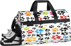 Colorful Cat Dog Paw Sports Gym Bag with Wet Pocket & Shoes Compartment Waterproof Workout Duffel Bag for Women and Men Weekender Overnight Duffle Bag Travel Carry-on Tote
