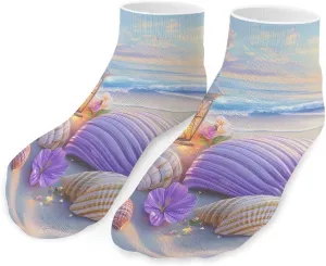 Colorful Shells Beach Sunset Unisex Ankle Socks Low Cut Funny Print Athletic No Show Stocking