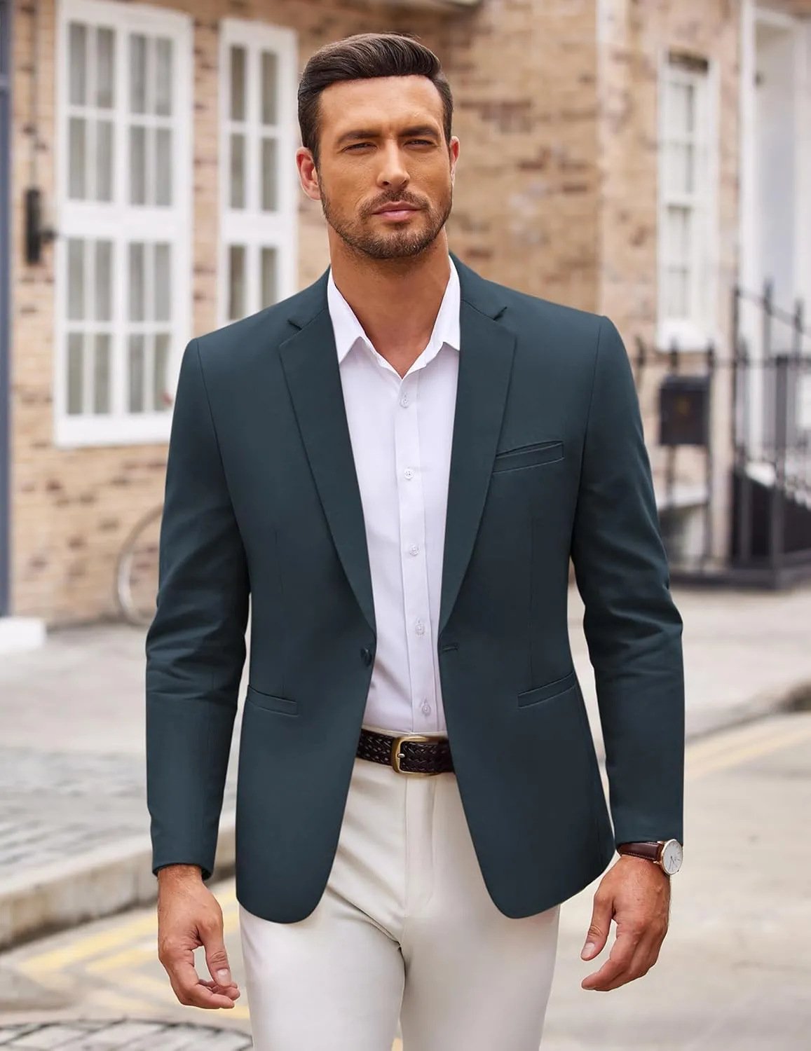 COOFANDY Men's Sports Coat Casual Blazer Slim Fit One Button Cotton Suit Jacket Formal Dress Wear