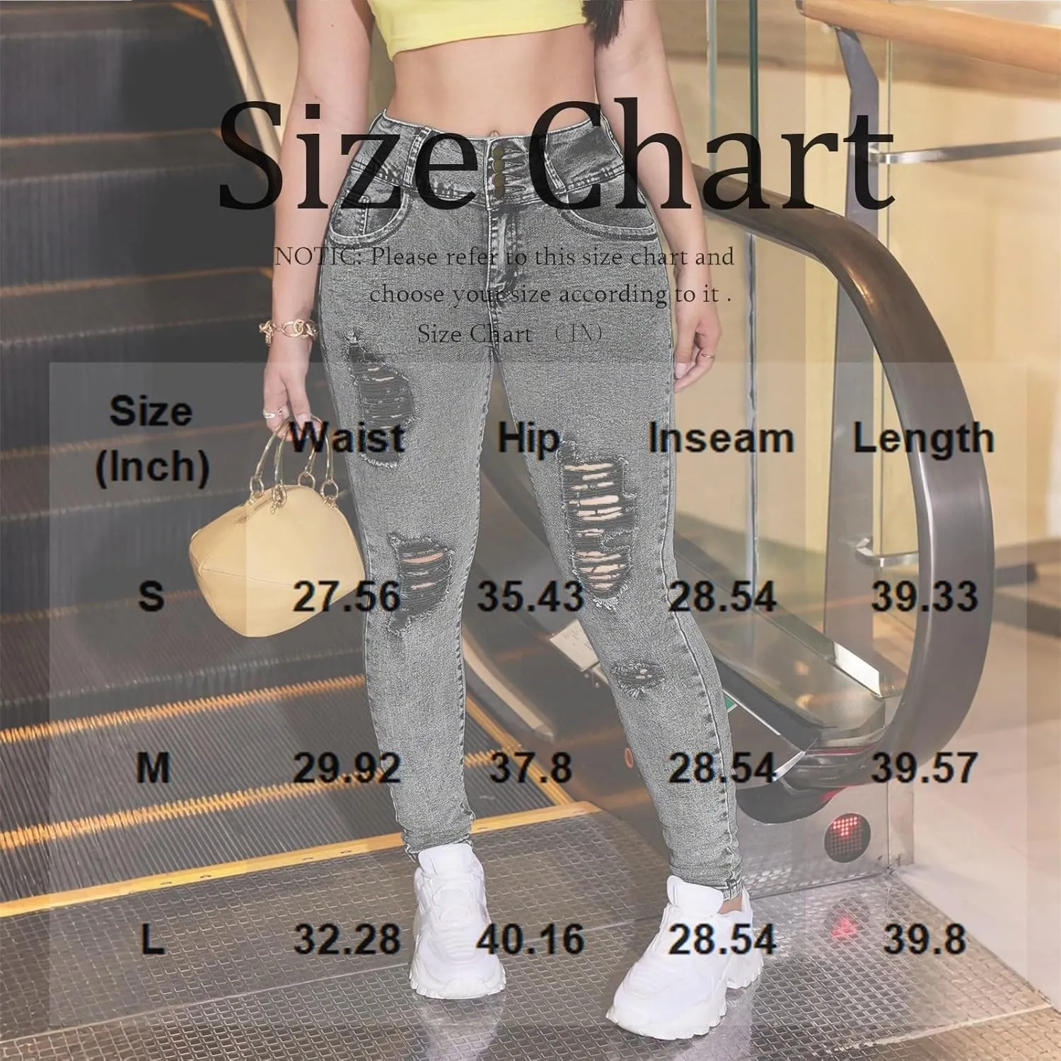 Cropped Jeans for Women Ripped Stretchy Skinny High Waisted Butt Lifting Button Denim Boyfriend Jeans with Pockets