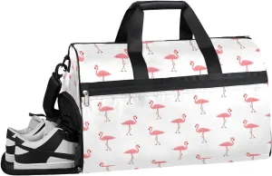 Cute Flamingos Sports Gym Bag with Wet Pocket & Shoes Compartment Waterproof Workout Duffel Bag for Women and Men Weekender Overnight Duffle Bag Travel Carry-on Tote