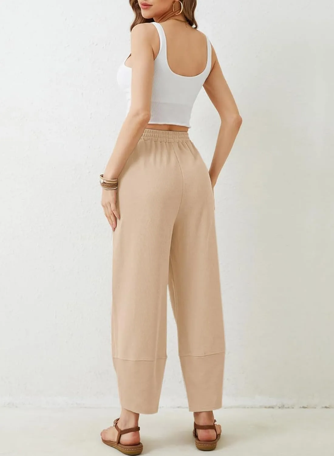 Dokotoo Womens Wide Leg High Waisted Stretch Quick Dry Lightweight Womens Pants with Pockets Loose Casual Lounge Pants