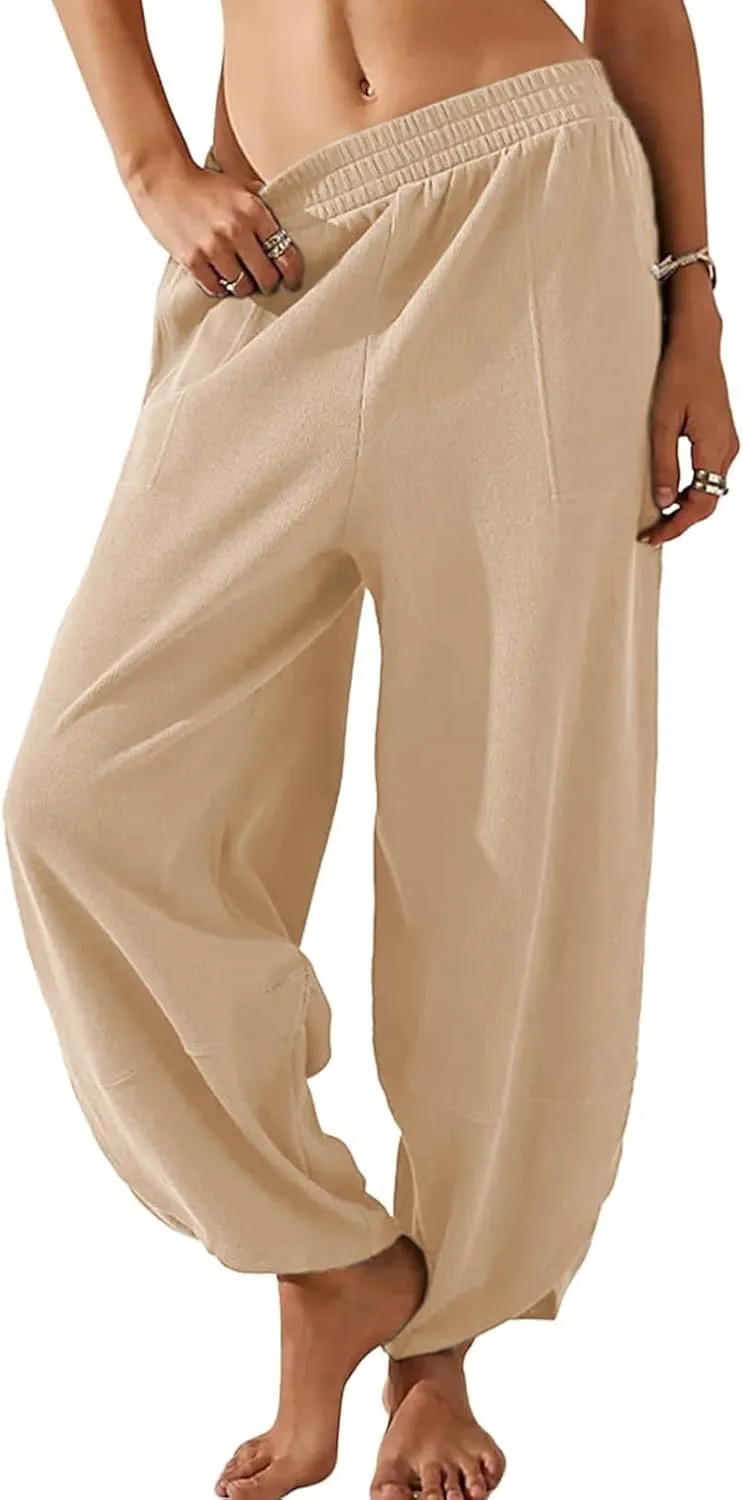 Dokotoo Womens Wide Leg High Waisted Stretch Quick Dry Lightweight Womens Pants with Pockets Loose Casual Lounge Pants