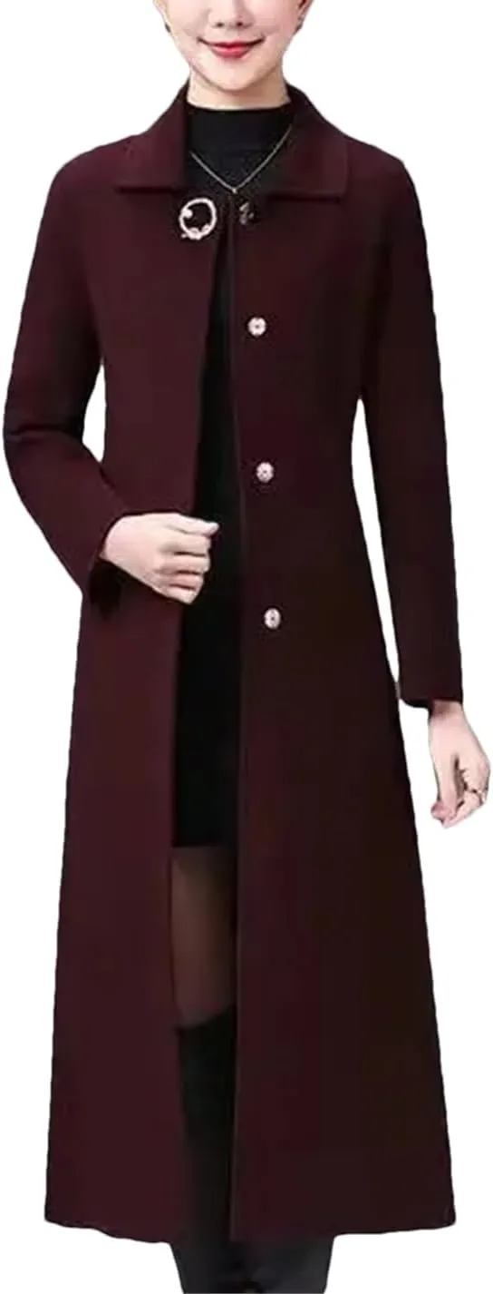 Double Face Cashmere Coat Female Autumn Winter Wool Blended Coats Over The Knee Windbreaker Outerwear