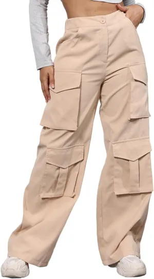 ECHOINE Baggy Cargo Pants for Women Multiple Pockets Jogger Wide Leg High Waist Loose Pocket Y2K Pants S XXL