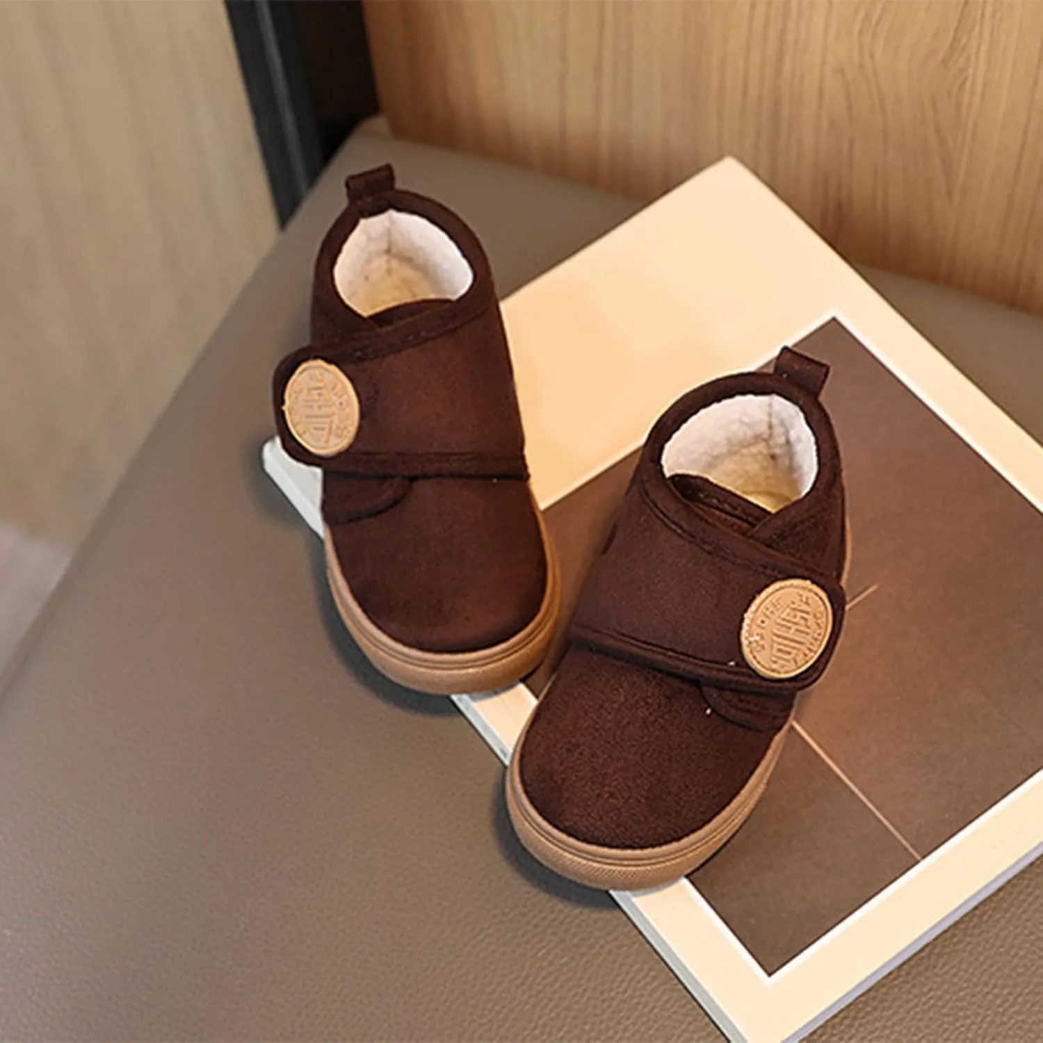 Fashion Winter Children Boots Boys and Girls Flat Bottoms Non Slip Solid Color Plush Warm Hook Loop Girls Size 1 Shoes