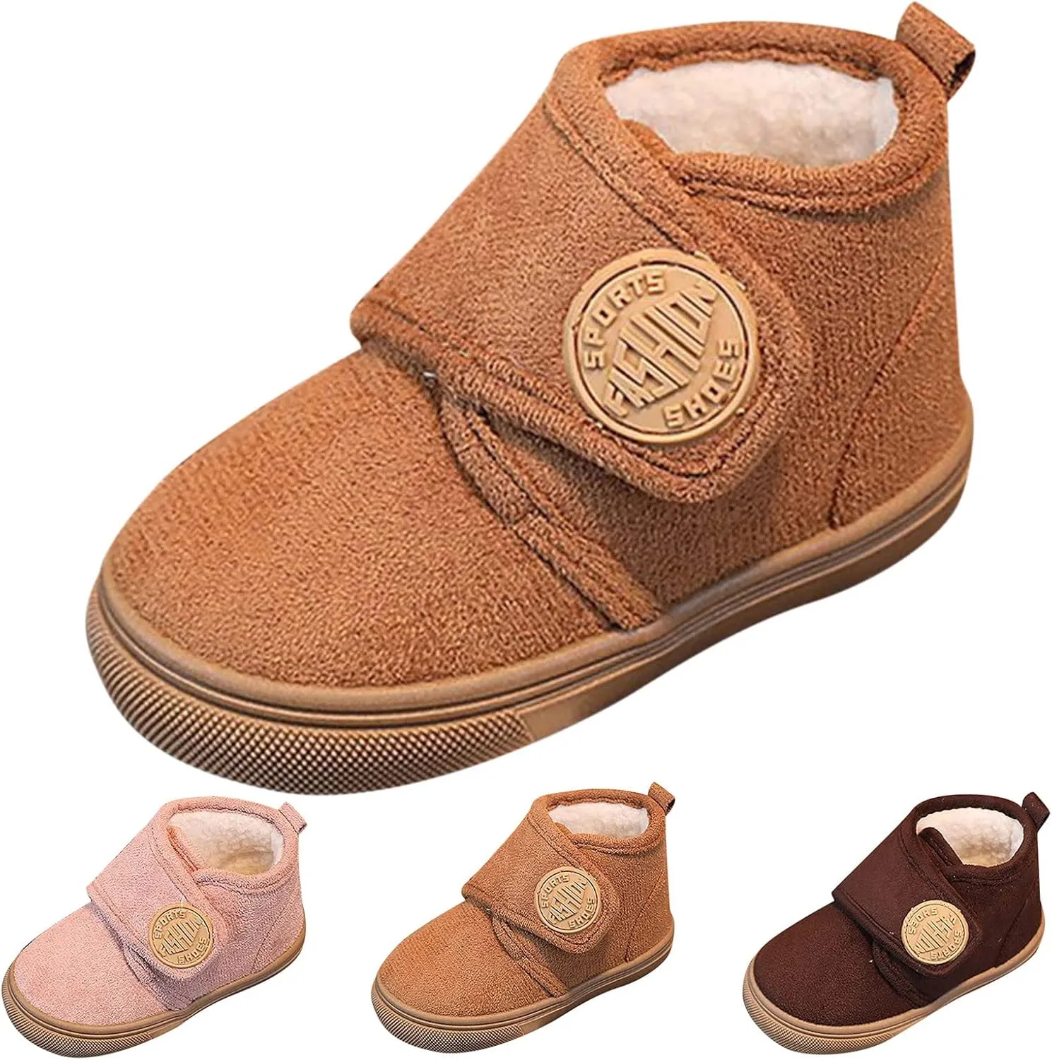 Fashion Winter Children Boots Boys and Girls Flat Bottoms Non Slip Solid Color Plush Warm Hook Loop Girls Size 1 Shoes