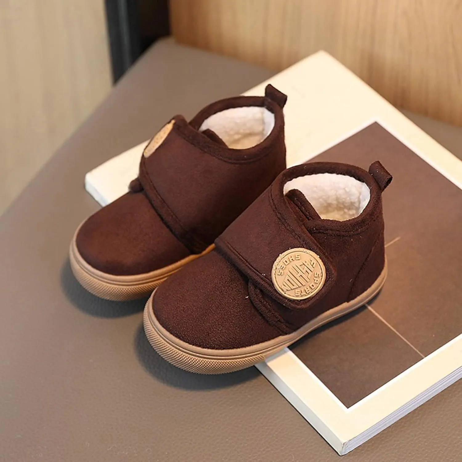 Fashion Winter Children Boots Boys and Girls Flat Bottoms Non Slip Solid Color Plush Warm Hook Loop Girls Size 1 Shoes