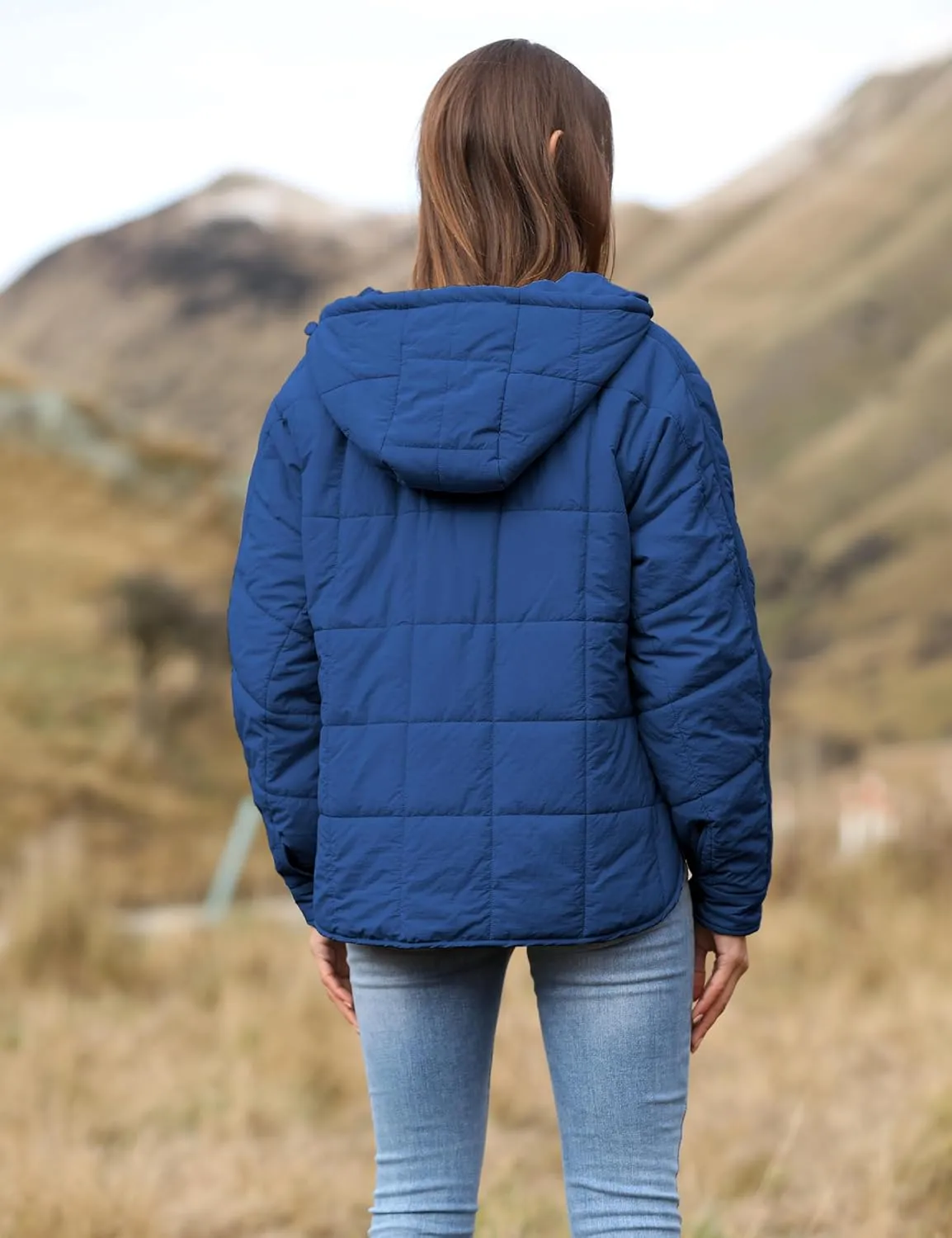 Fiona Jolin Women's Quilted Pullover Puffer Jacket Lightweight Oversized Hoodie Warm Winter Coats Outerwear