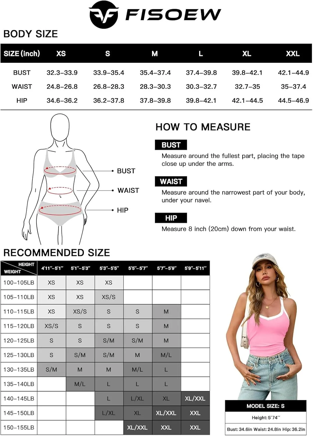 Fisoew Women's Sexy Deep V Neck Tank Tops Summer Casual Sleeveless Slim Fit Ribbed Knit Y2K Going Out Cami Shirts