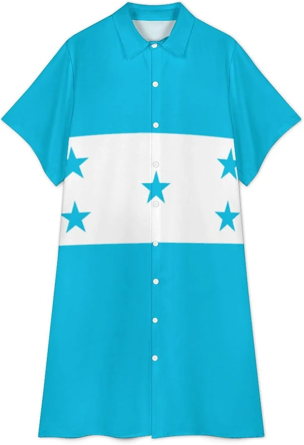 Flag Womens Summer Midi Short Sleeve Button Down Shirt Dress Stylish Beach Cover Up Dress