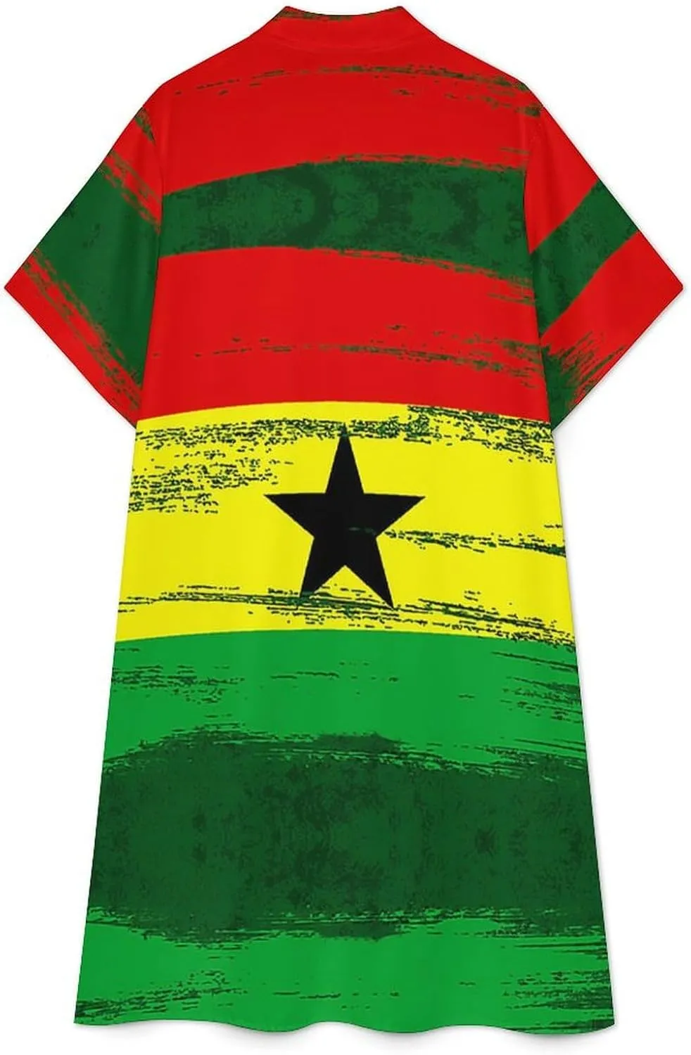 Ghana Flag Womens Button Down Shirt Dresses Cute Button Up Short Sleeve Blouse Tops