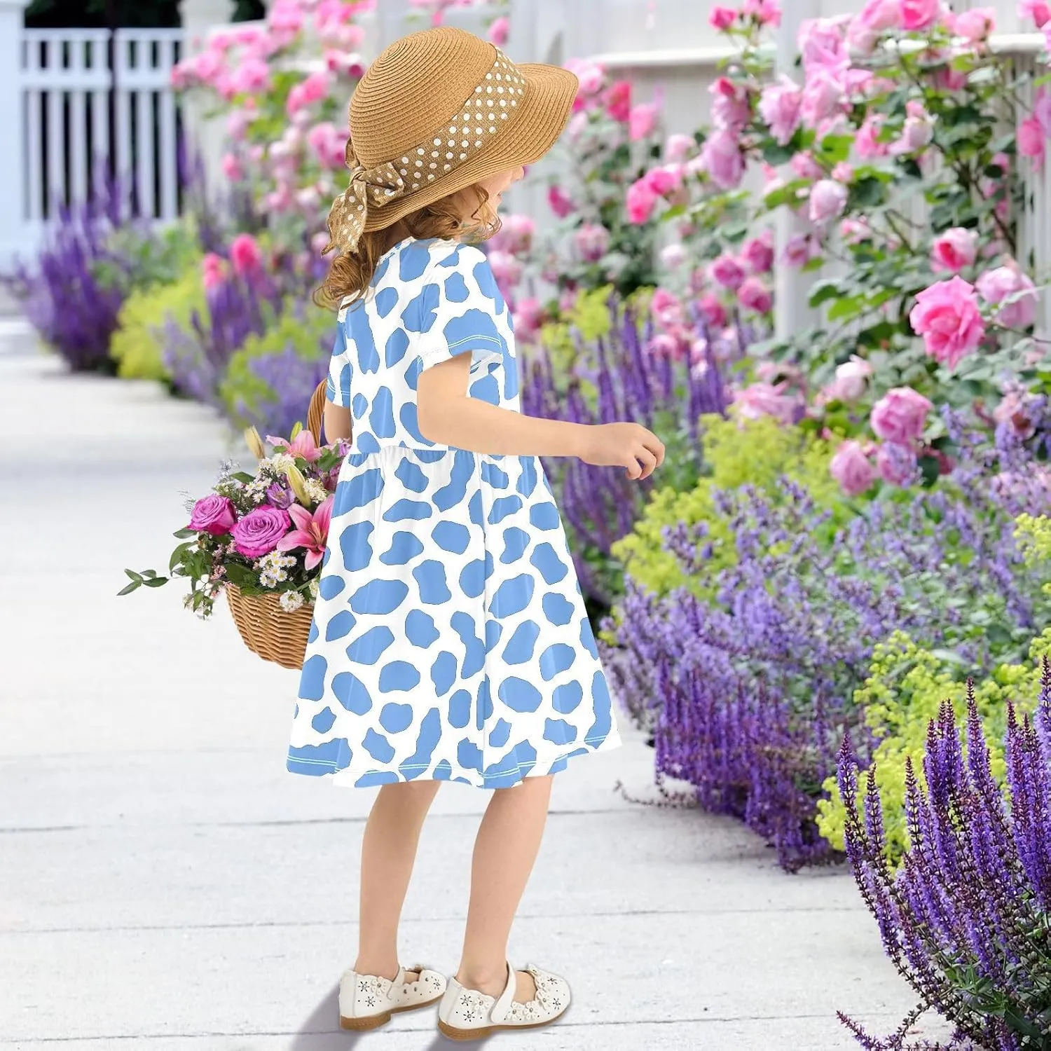 Girls' Dresses Baseball Print Short Sleeve Summer Dress for Toddler Girls 2-8Y