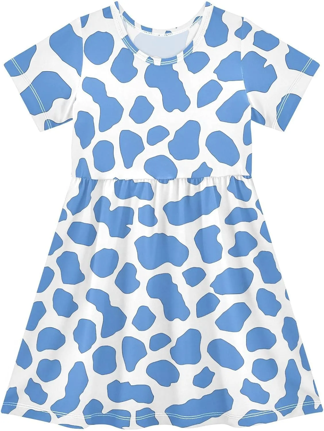 Girls' Dresses Baseball Print Short Sleeve Summer Dress for Toddler Girls 2-8Y
