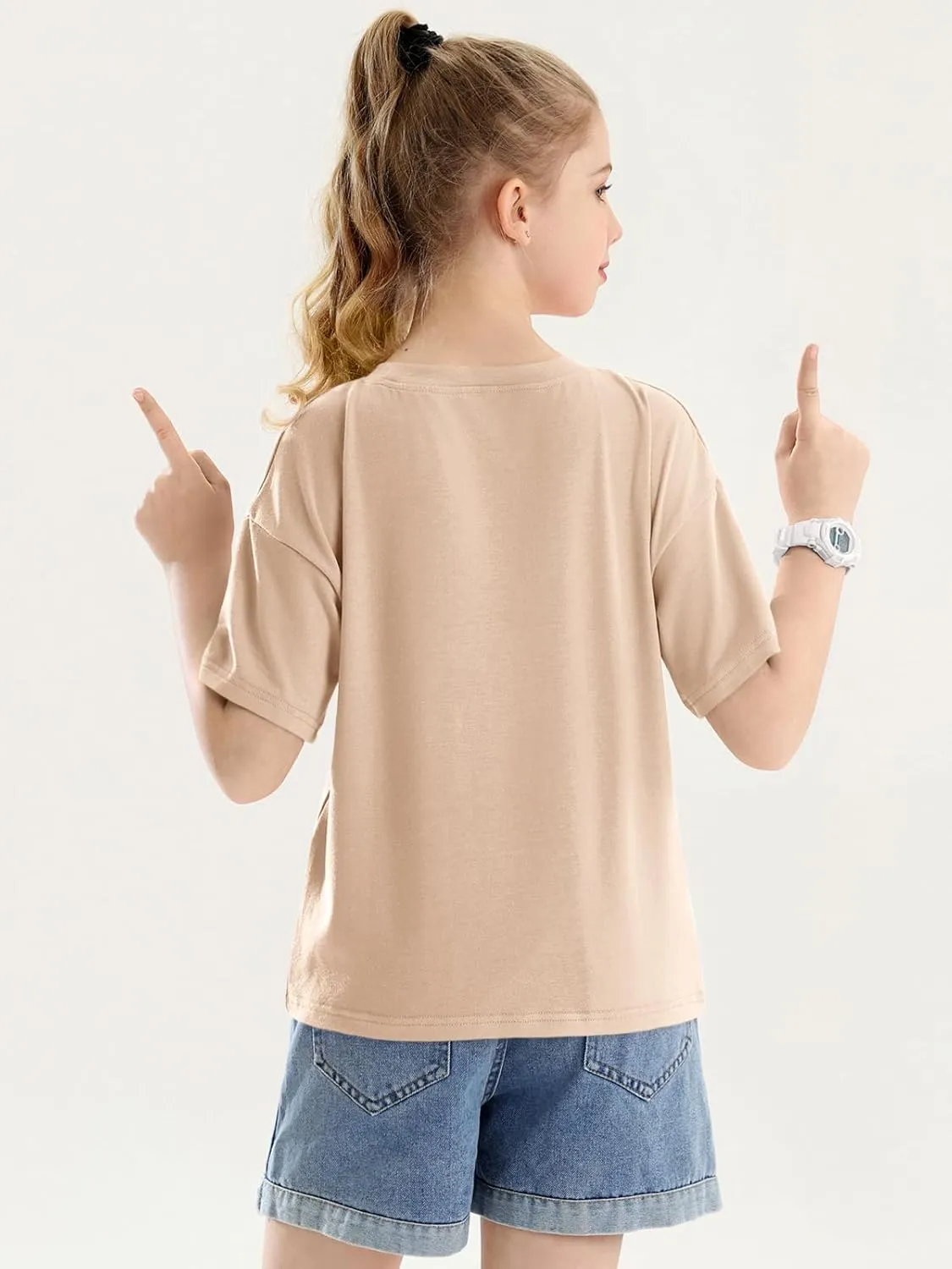 Girls Short Sleeve Oversized T Shirts Kids Summer Crewneck Tops Basic Tees 5-14 Years