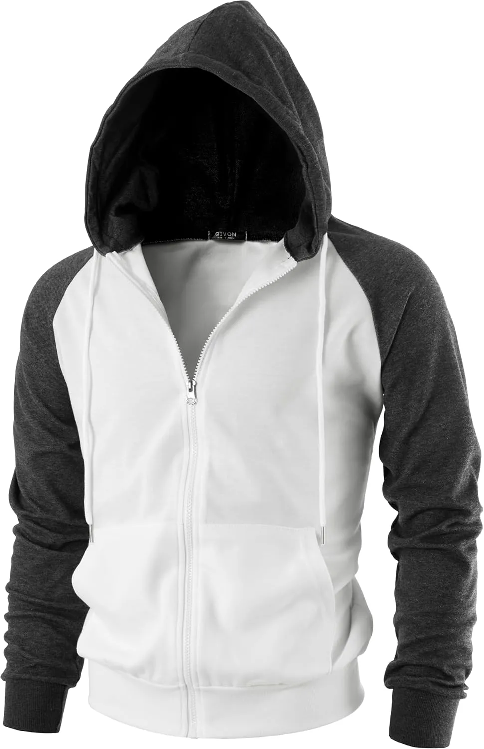 GIVON Men's Zip Up Hoodie Lightweight Baseball Raglan Hooded Sweatshirt