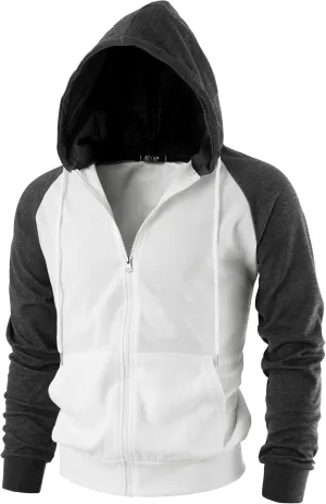 GIVON Men's Zip Up Hoodie Lightweight Baseball Raglan Hooded Sweatshirt