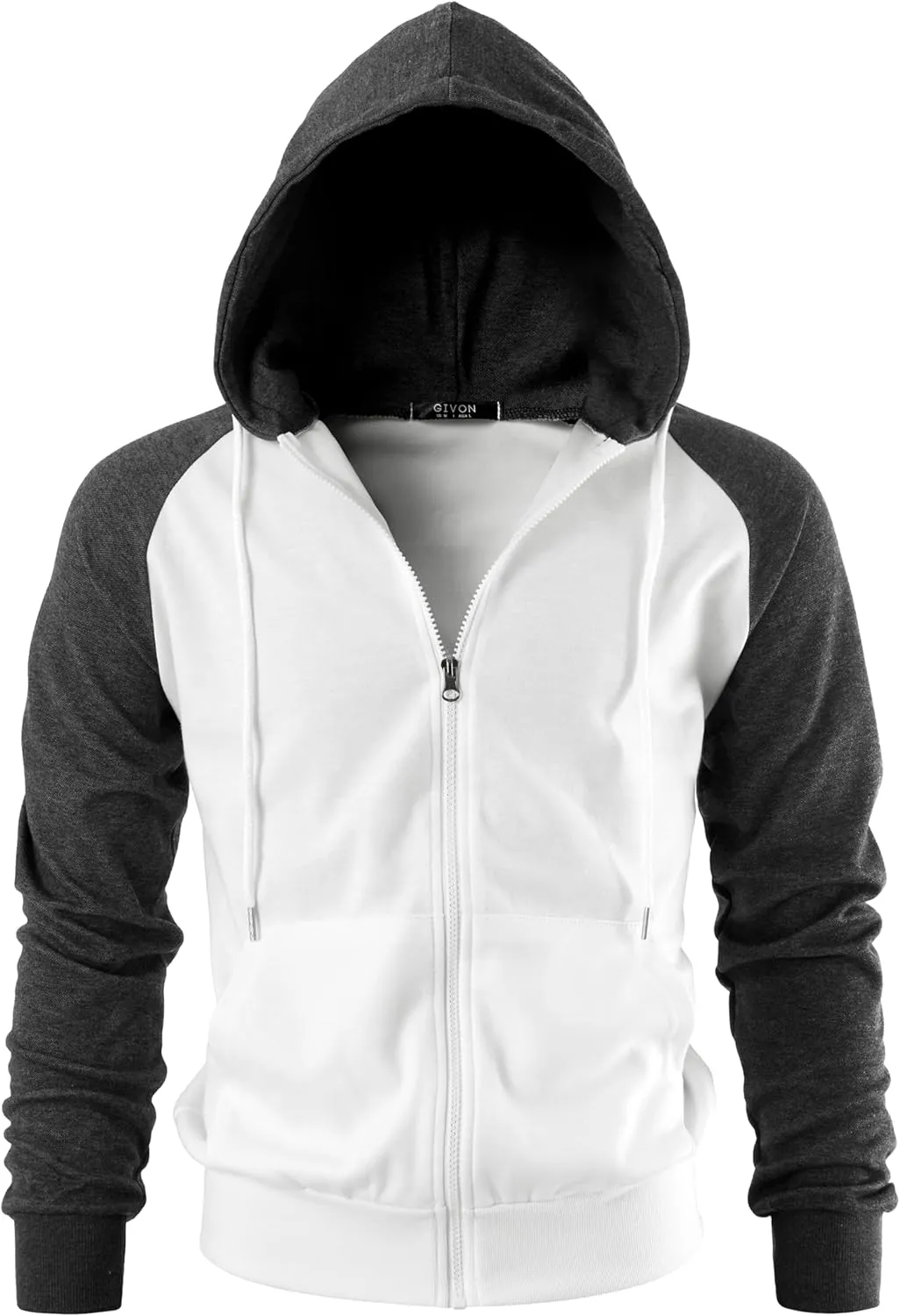 GIVON Men's Zip Up Hoodie Lightweight Baseball Raglan Hooded Sweatshirt