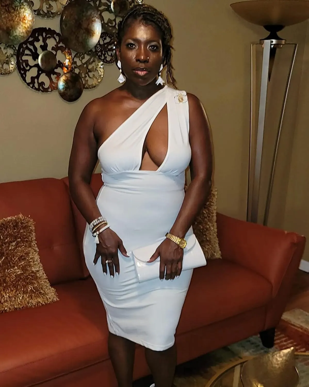 GOKATOSAU Women's Sexy One Shoulder Sleeveless Cut Out Party Club Midi Dress