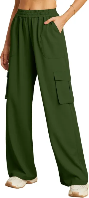 GRECERELLE Cargo Pants Women High Waisted Casual Wide Leg Womens Cargo Pants Baggy Y2K Cargos Pants with Pockets