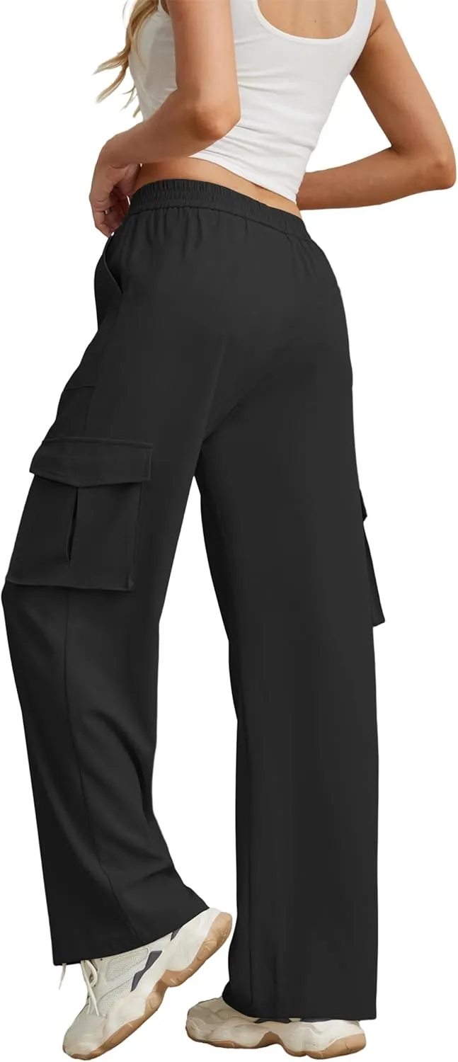 GRECERELLE Cargo Pants Women High Waisted Casual Wide Leg Womens Cargo Pants Baggy Y2K Cargos Pants with Pockets