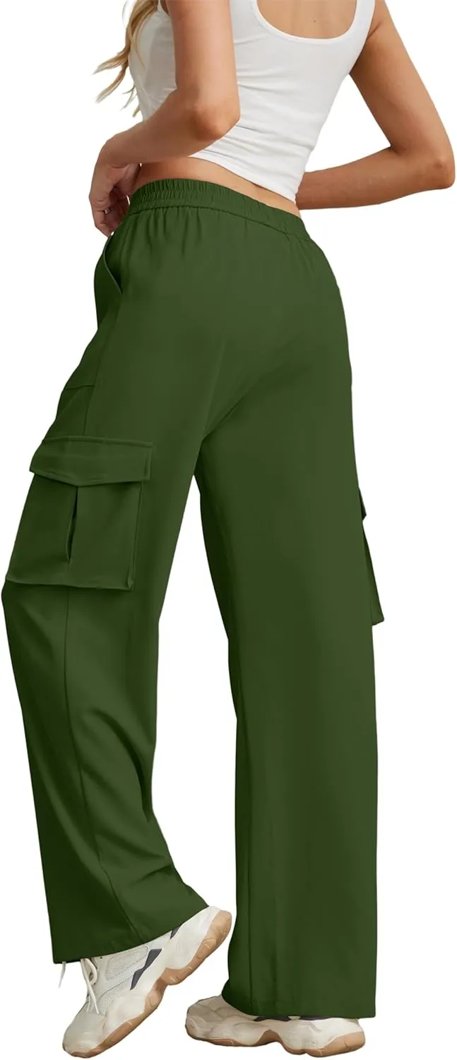GRECERELLE Cargo Pants Women High Waisted Casual Wide Leg Womens Cargo Pants Baggy Y2K Cargos Pants with Pockets