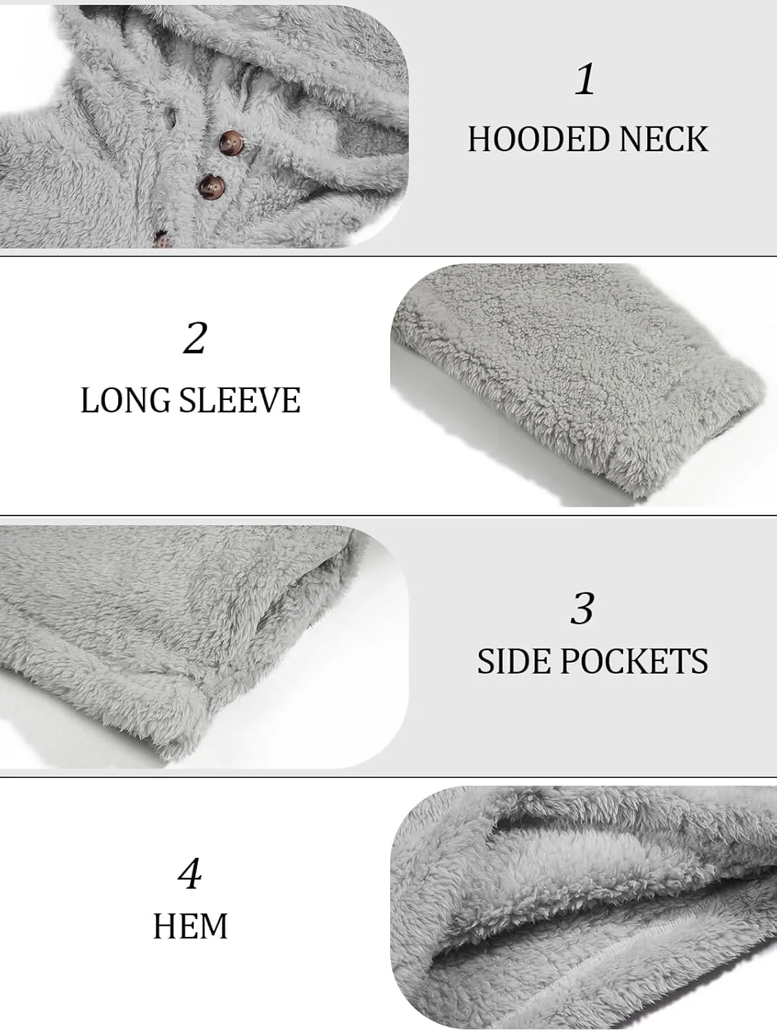 Haloumoning Girls Sherpa Hoodies Kids Fashion Fuzzy Fleece Half Button Long Sleeve Sweatshirt 5-14 Years